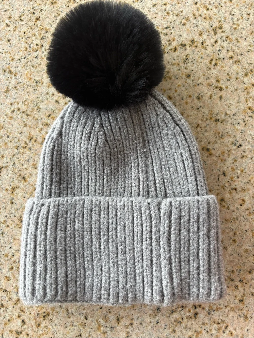 Steve Madden Gray Ribbed Knit Beanie with Logo Tag